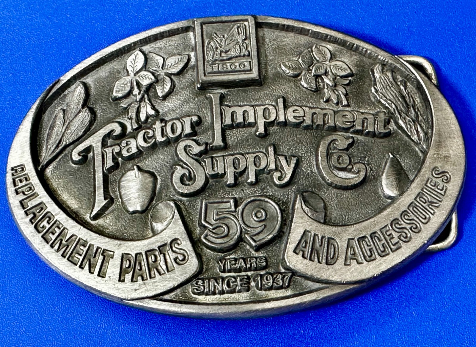Tractor Implement Supply Replacement Parts Commemorative Silver Tone Belt Buckle