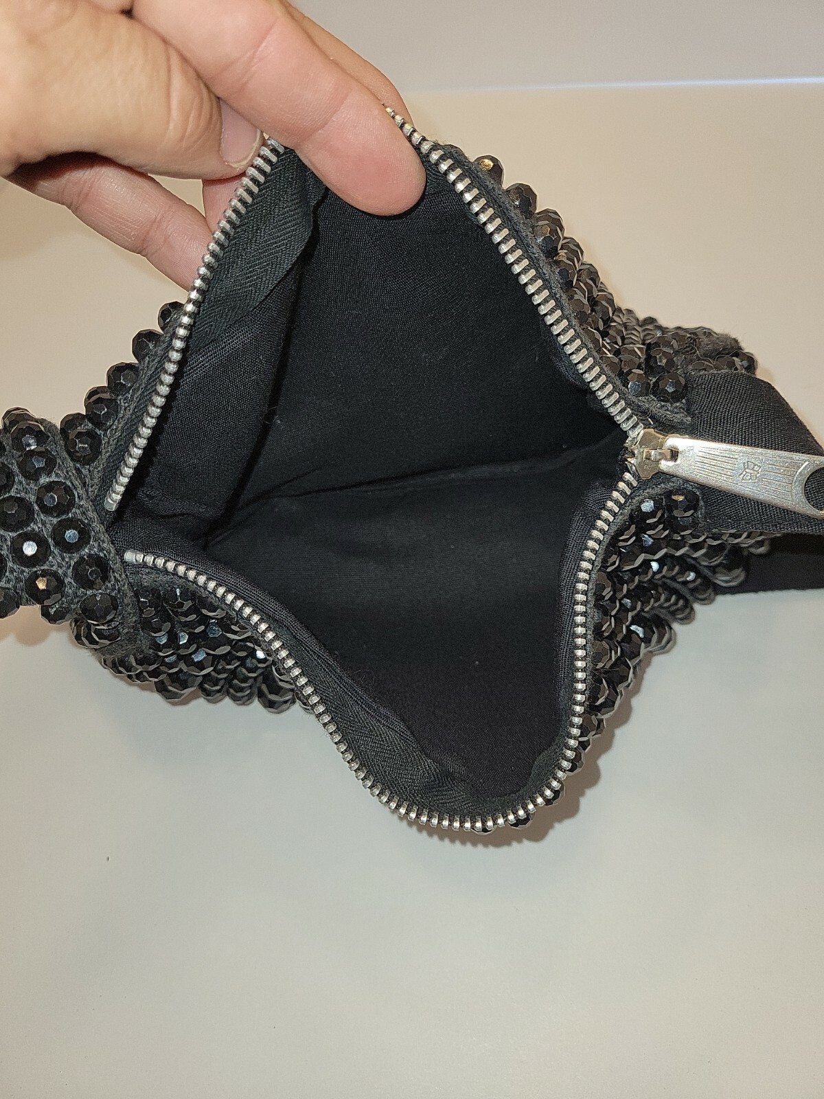 Vintage 1940s Beaded Roger Van S Handbag Purse Black