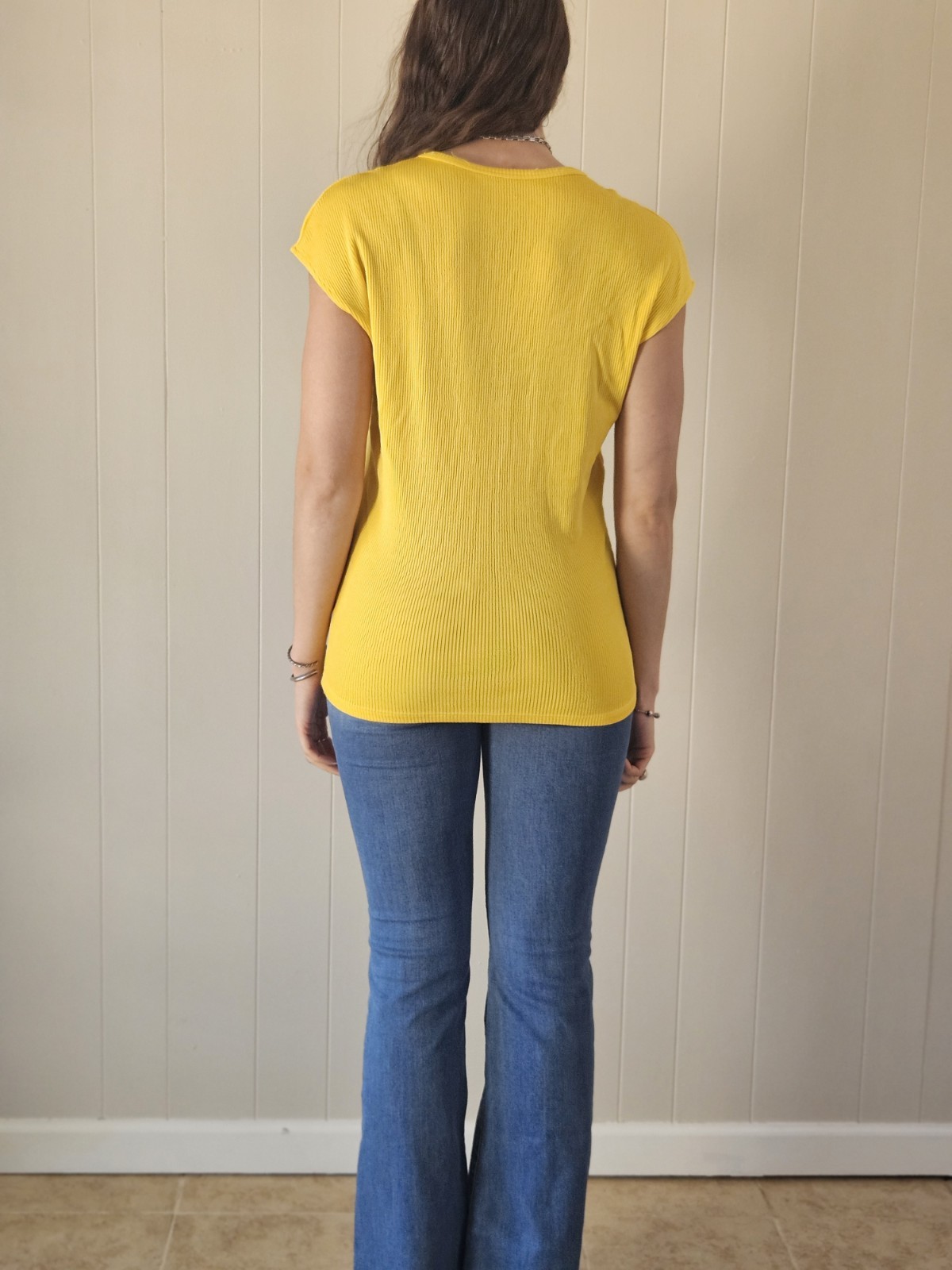 Vintage 1970s German Yellow Ribbed Blouse
