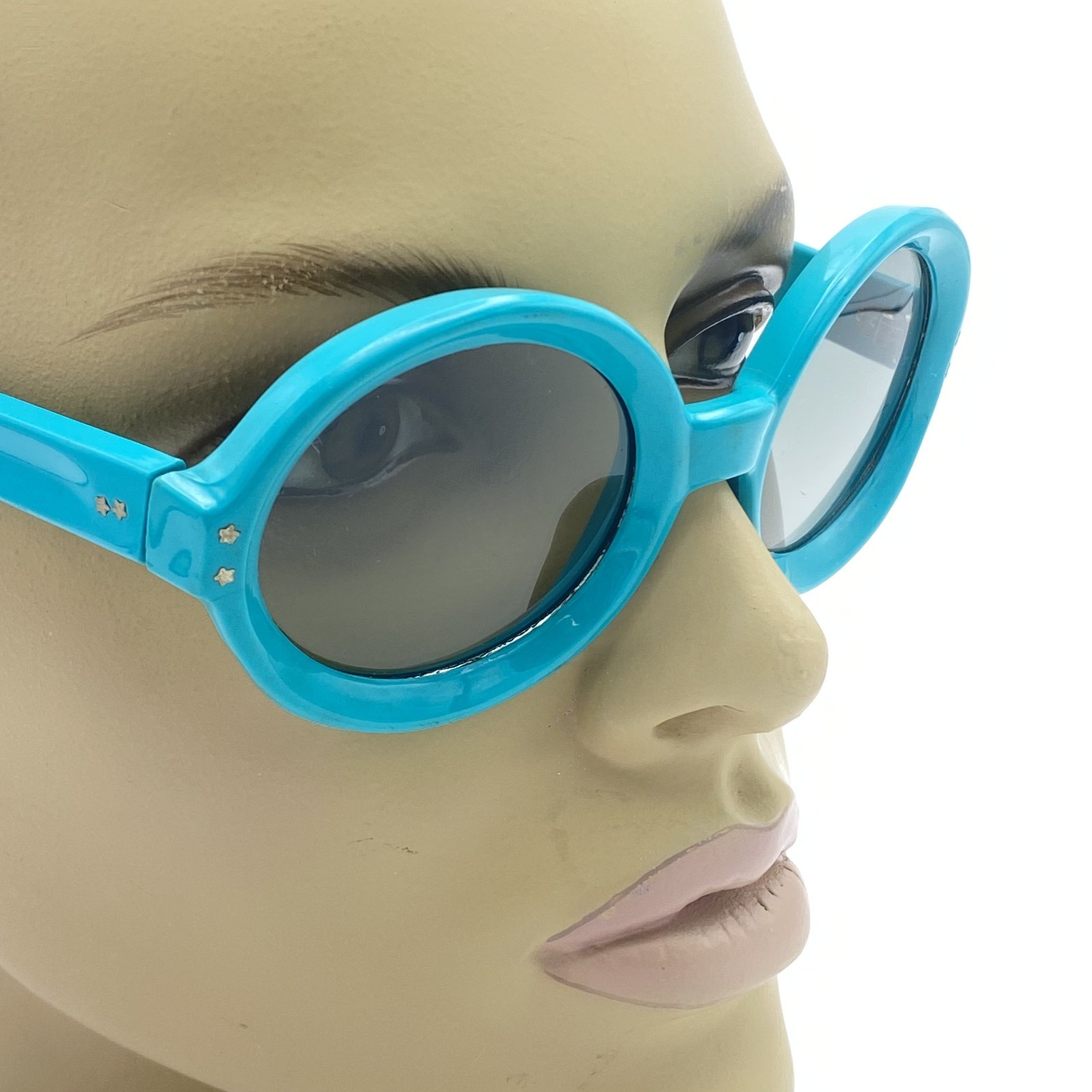BLUE SUNGLASSES SAMCO MOD.DEP. VINTAGE 80s ITALY ROUND OVERSIZE GLASS GLASSES
