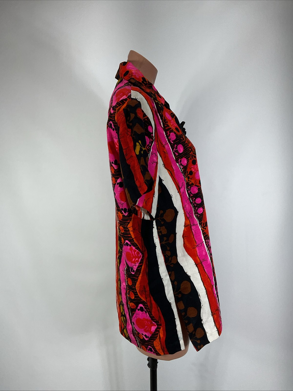 RARE 70s Psychedelic Hawaiian Barkcloth Shirt Made in Hawaii Sz M-L
