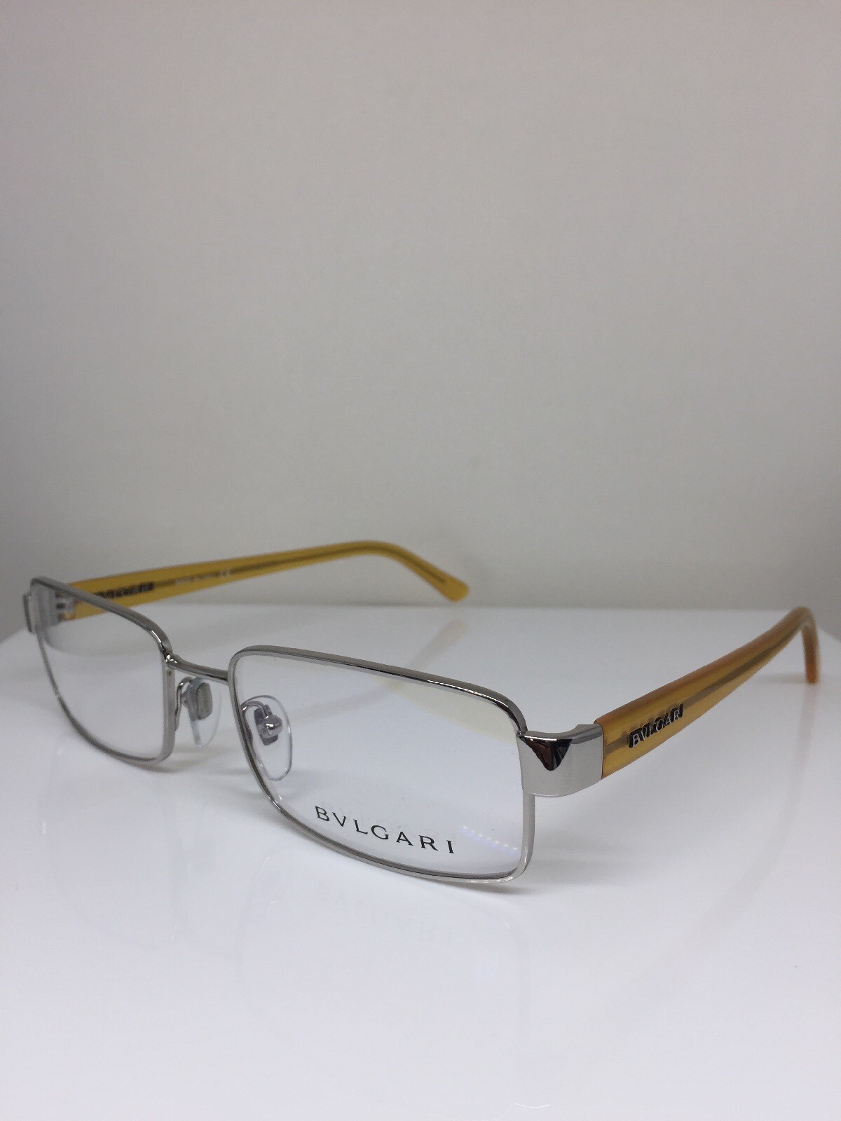 New VINTAGE Bulgari 1014 Eyeglasses C. 102 Shiny Silver Size: 54-18mm Made Italy