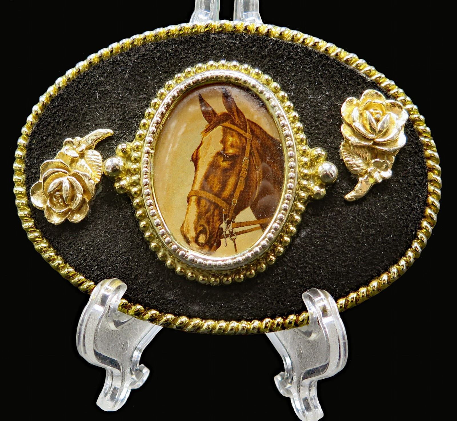 Horse Cowgirl Vintage Belt Buckle