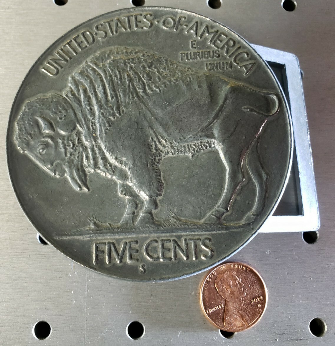 Large Vintage 3” Buffalo Nickel Belt Buckle from 1970s New Old Stock Made in USA