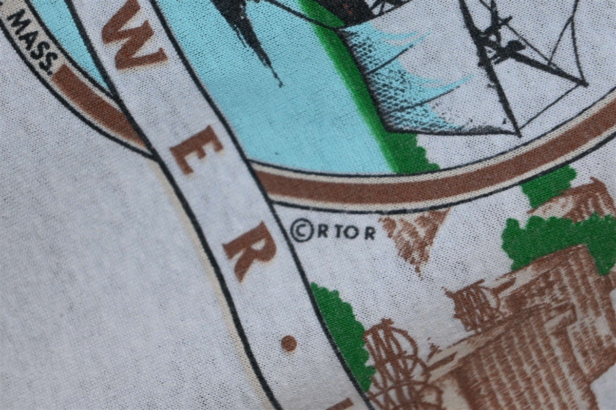 vtg 80s PLIMOTH PLANTATION MAYFLOWER II TALLSHIP PLYMOUTH MASS t-shirt LARGE L