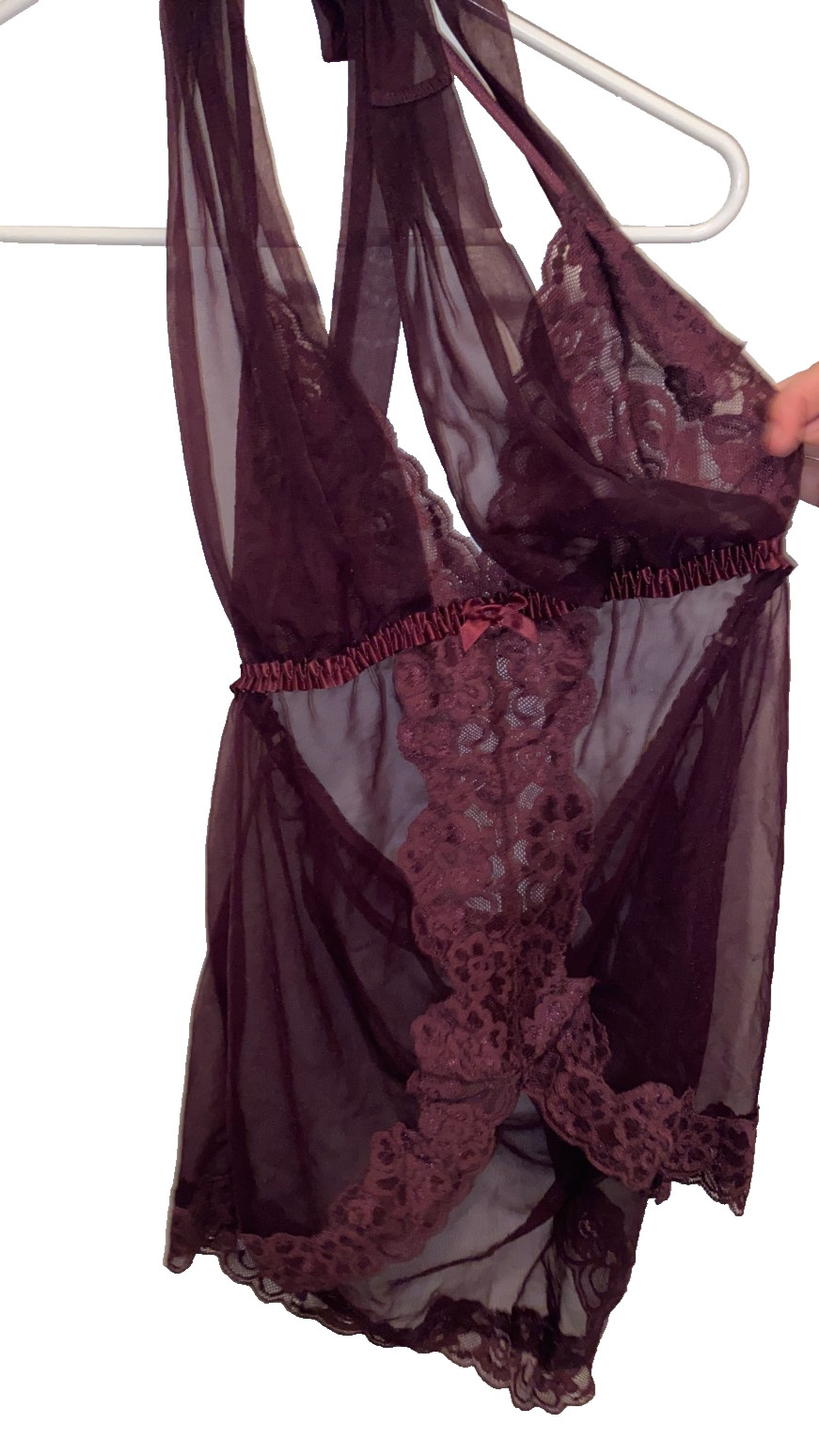 VTG Fredericks Hollywood Lingerie Babydoll Panty Set Sexy Halter Lace M NEW NWT