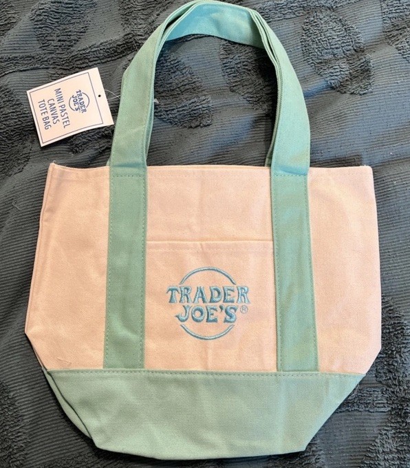 Trader Joes Limited Edition Pastel Mini Canvas Tote Bag (green)