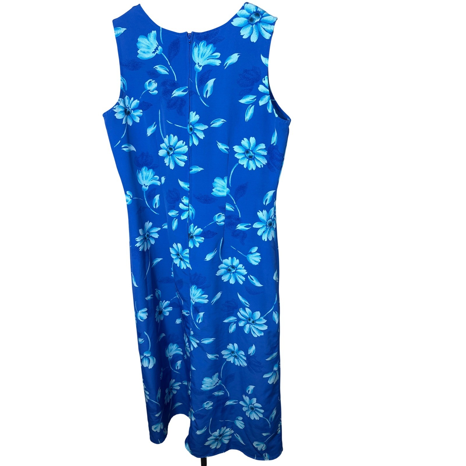 Kathie Lee Collection Blue Floral Sleeveless Maxi Dress Size 12 Vintage