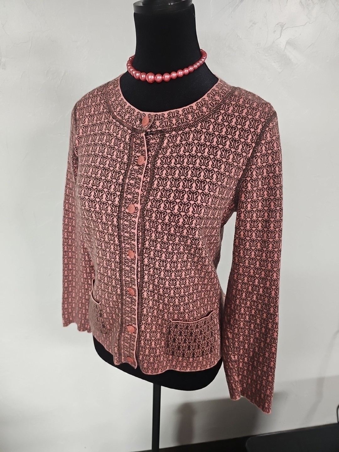 Preppy Talbots Cardigan Size S Petite Butterfly Salmon Pink Whimsical Vintage