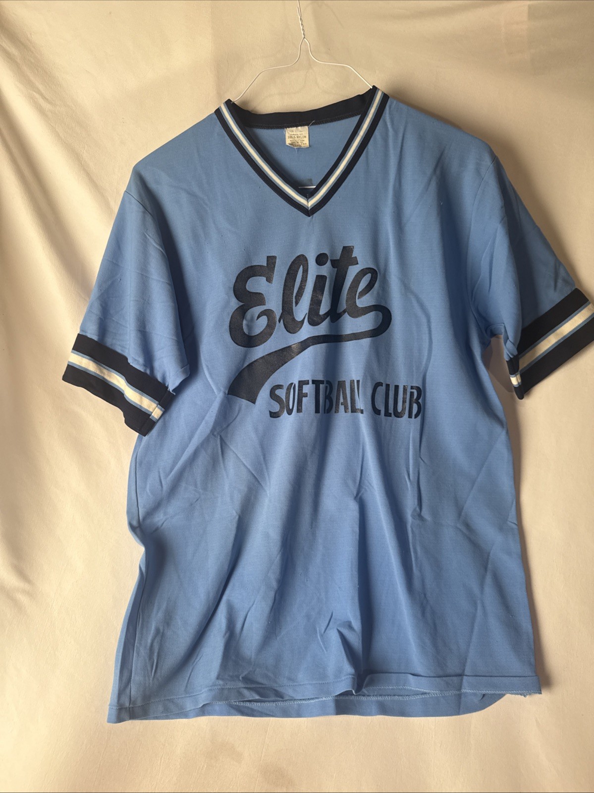 vtg 60s 70s don alleson jersey L large blue elite softball club