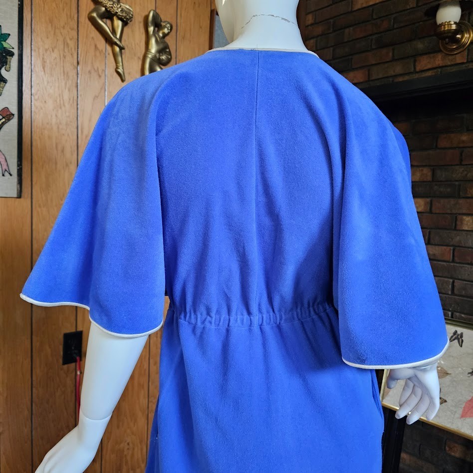 Vtg 70s Fleece Angel Wing Caftan Vanity Fair Lounge Maxi Pool Party Dress S/M
