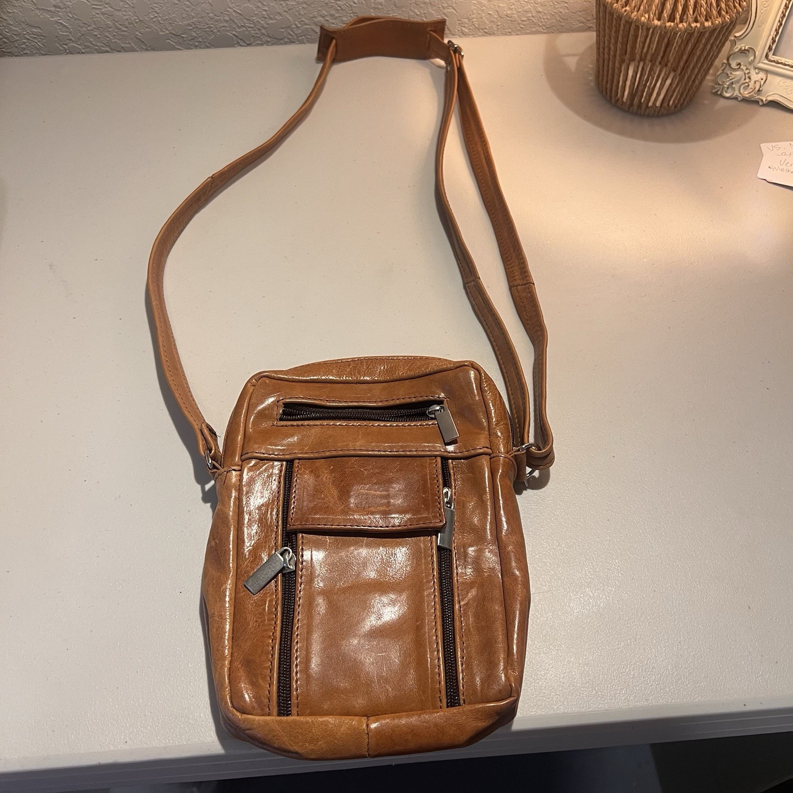 Genuine Leather Sling Bag Unbranded Made In Mexico Cross Body Shoulder Bag
