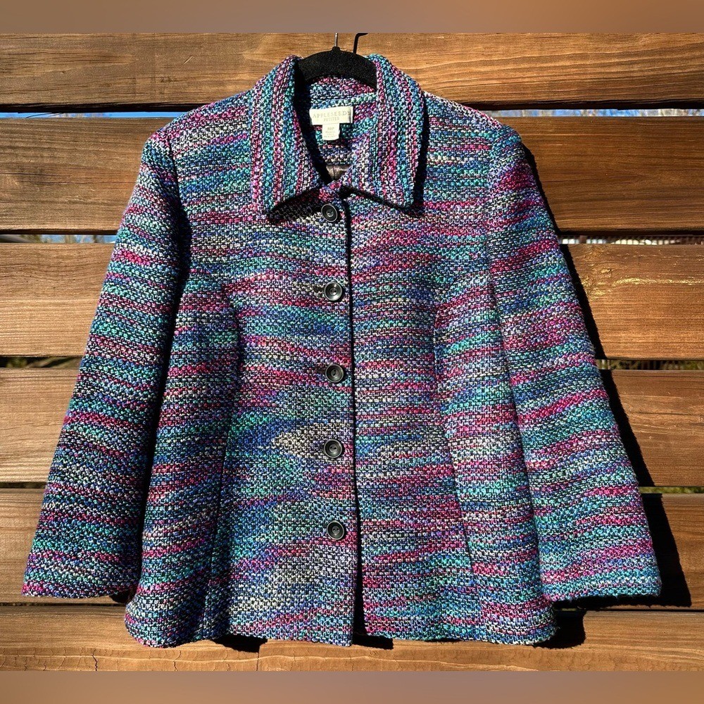 Vintage Appleseed’s Multicolor Women’s Button Up Tweed Blazer Jacket