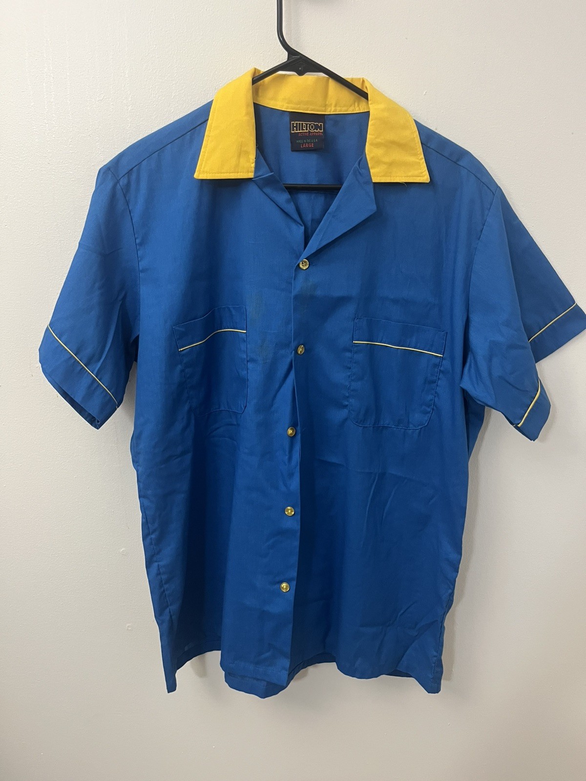 Vintage 1980’s Hilton Bowling Shirt Retro Men’s Large 1996 Bay App Team