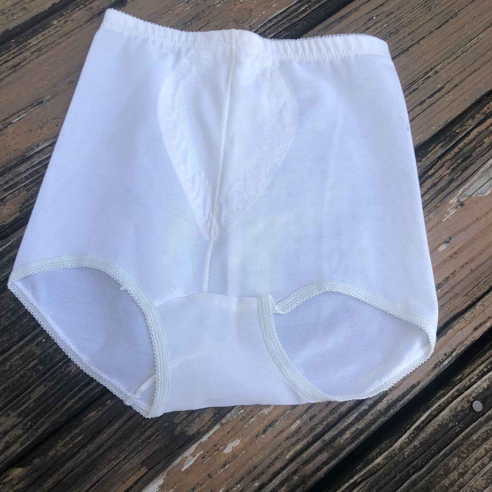 White Nylon Granny Sissy Briefs Girdle M Undies Panty Youthful Creations Vtg 60s