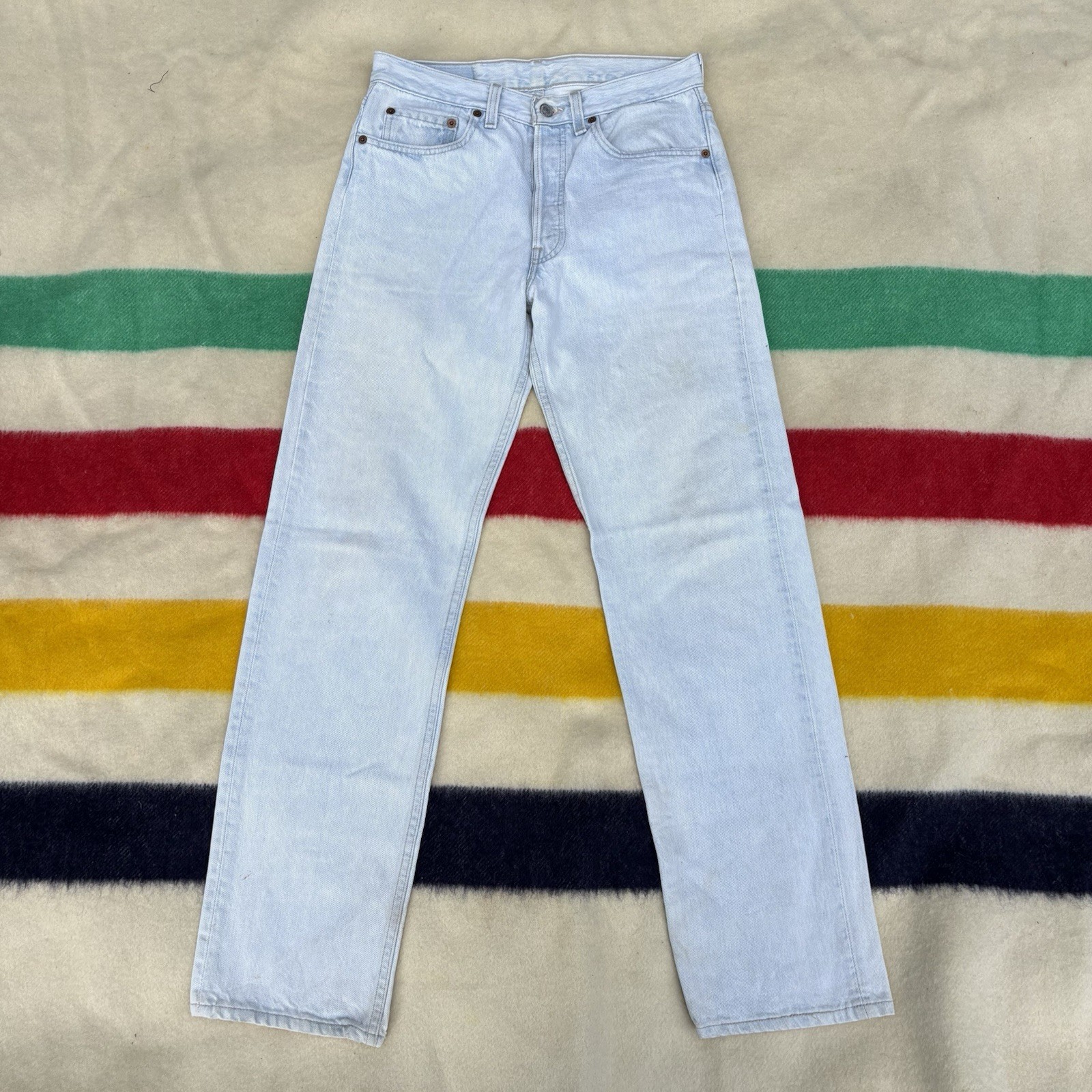 Vintage Levi’s 501 Light White Bleach Blue Denim Jeans USA 30×31 80s 90s
