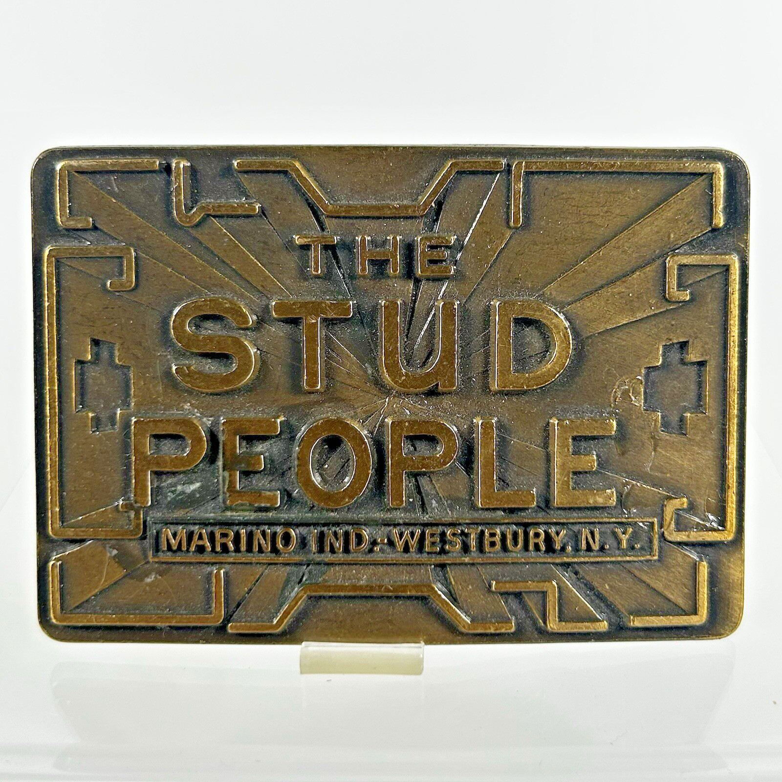 The Stud People Brass belt Buckle Marino Industries Co Metal framing Westbury NY