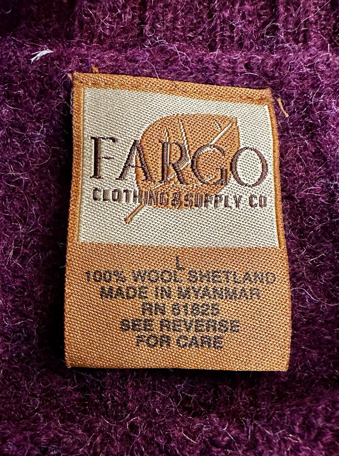 Fargo 100% Shetland Wool Sweater Women’s L Plum Ribbed Made In Europe VTG