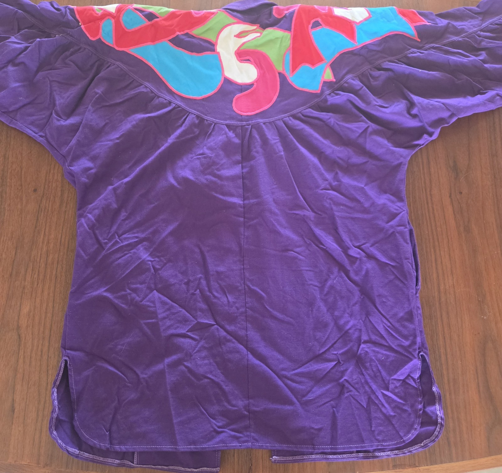 Vintage 80s Tipicano Purple Tunic Jacket Free Eclectic Geometric Patterns ATW