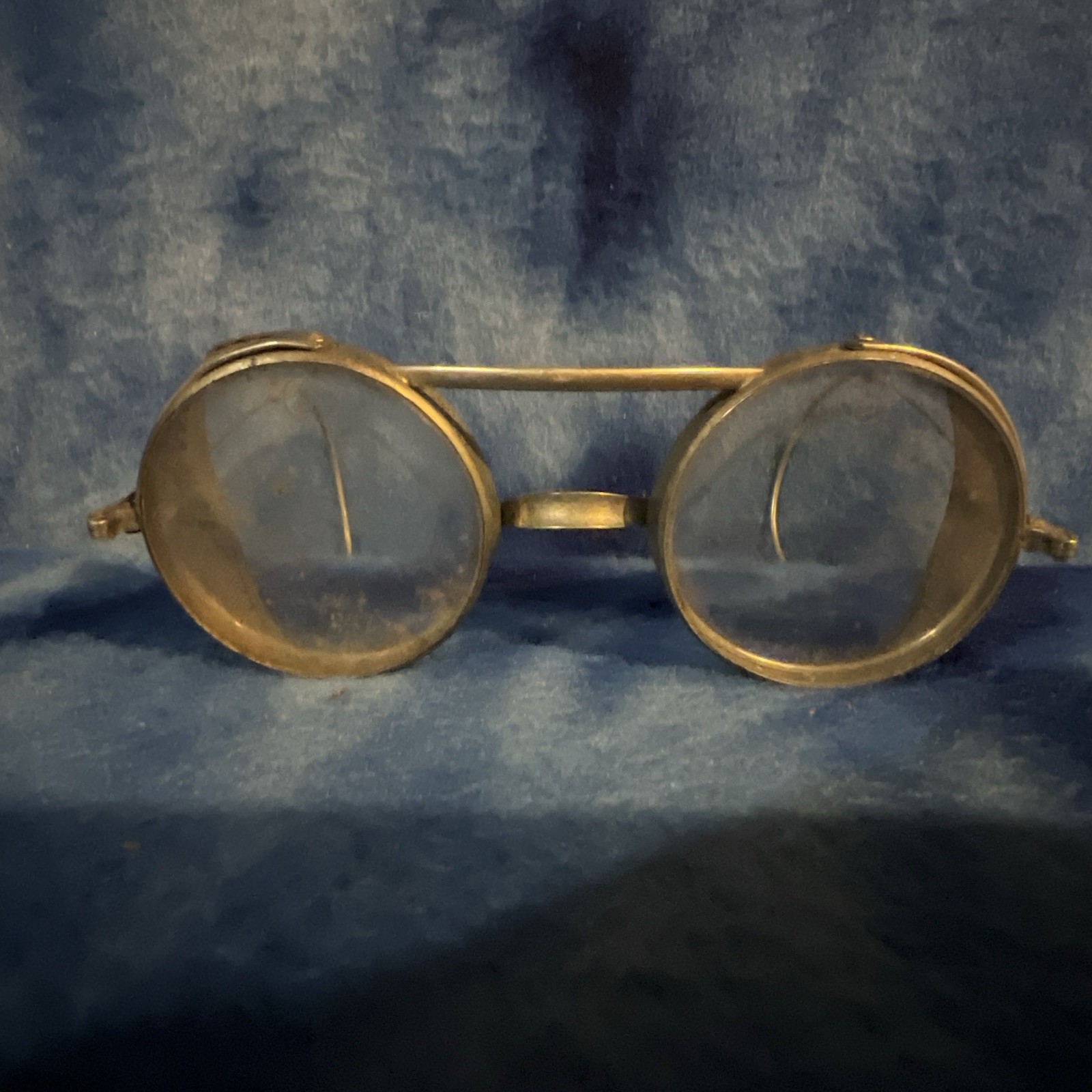 Vintage Saniglas Safety Glasses Goggle Fold Mesh Side Steampunk rare