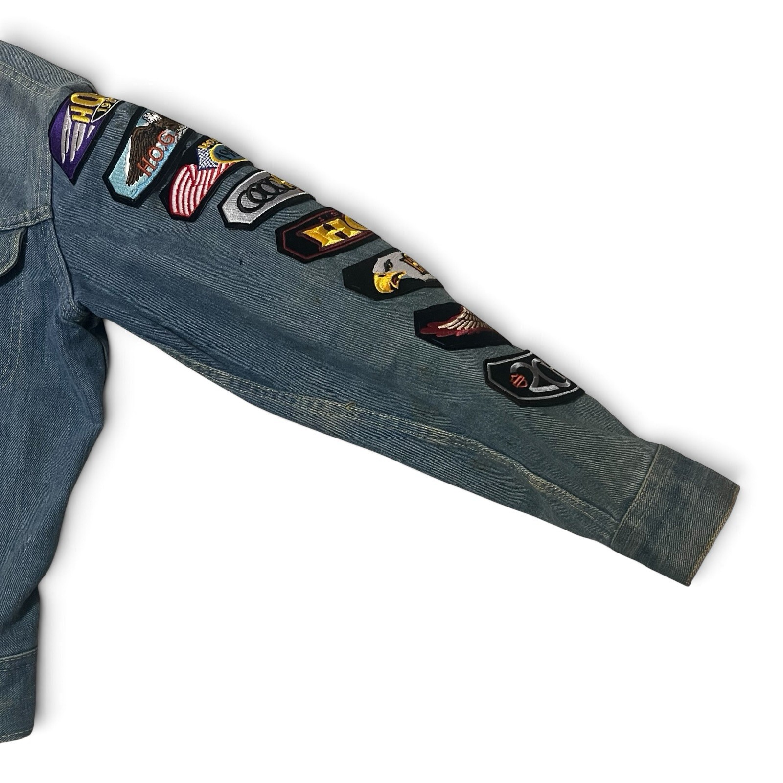 Vintage USA Lee Harley Davidson HOG Patch Denim Jacket 1987-2001 10 Year L