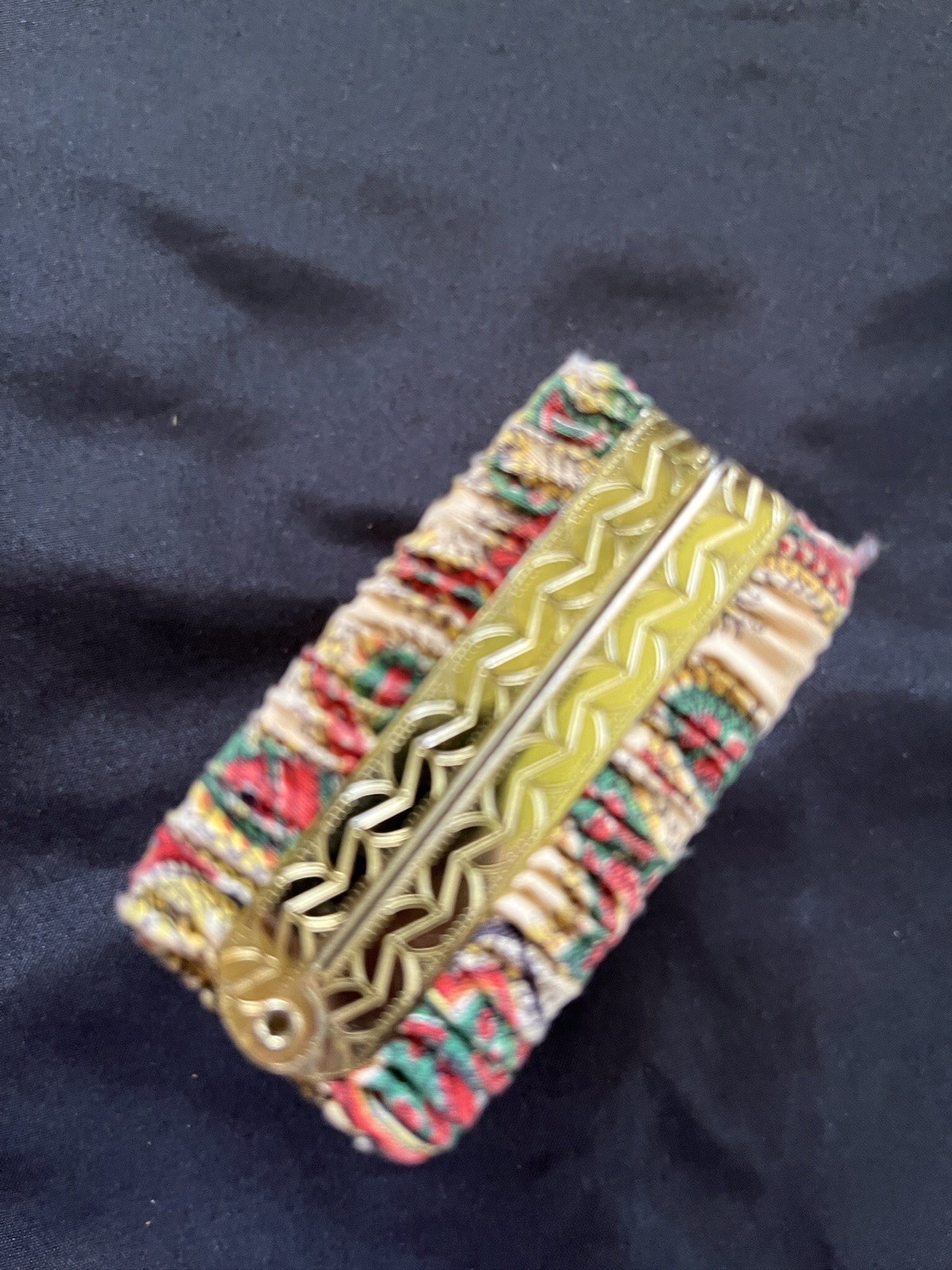 Vtg Fabric Trinket Box Bag Japan Playing Card Holder Purse Whimsical Clutch MCM