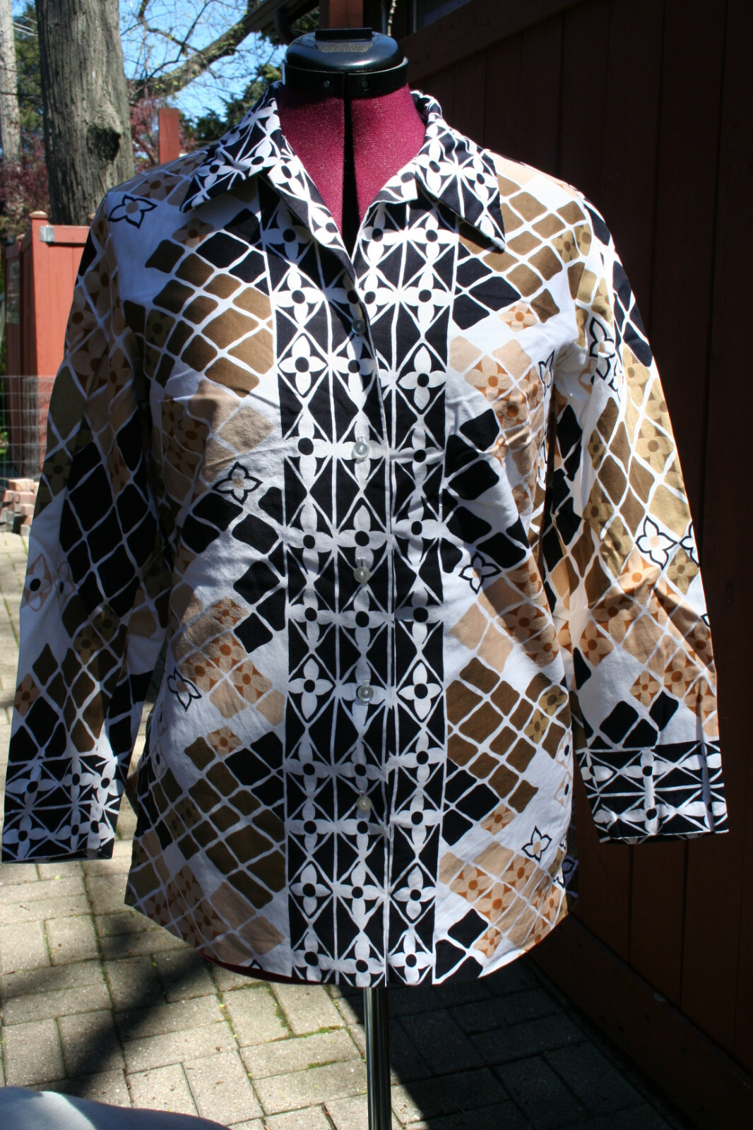 Vintage 60s 70s MOD Cotton Blouse Alex Colman California Large L