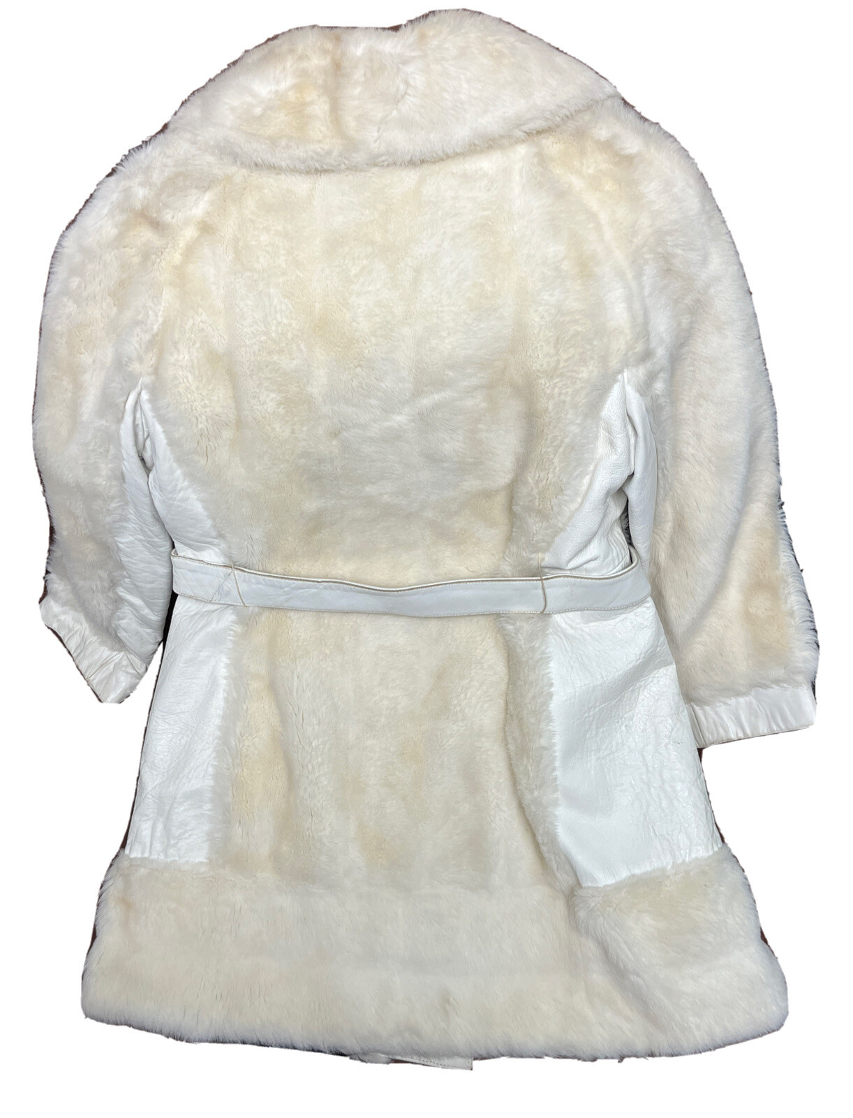 Vintage “Lilli Ann” London Leathers White Leather +Faux Fur Coat Sz M Tissavel