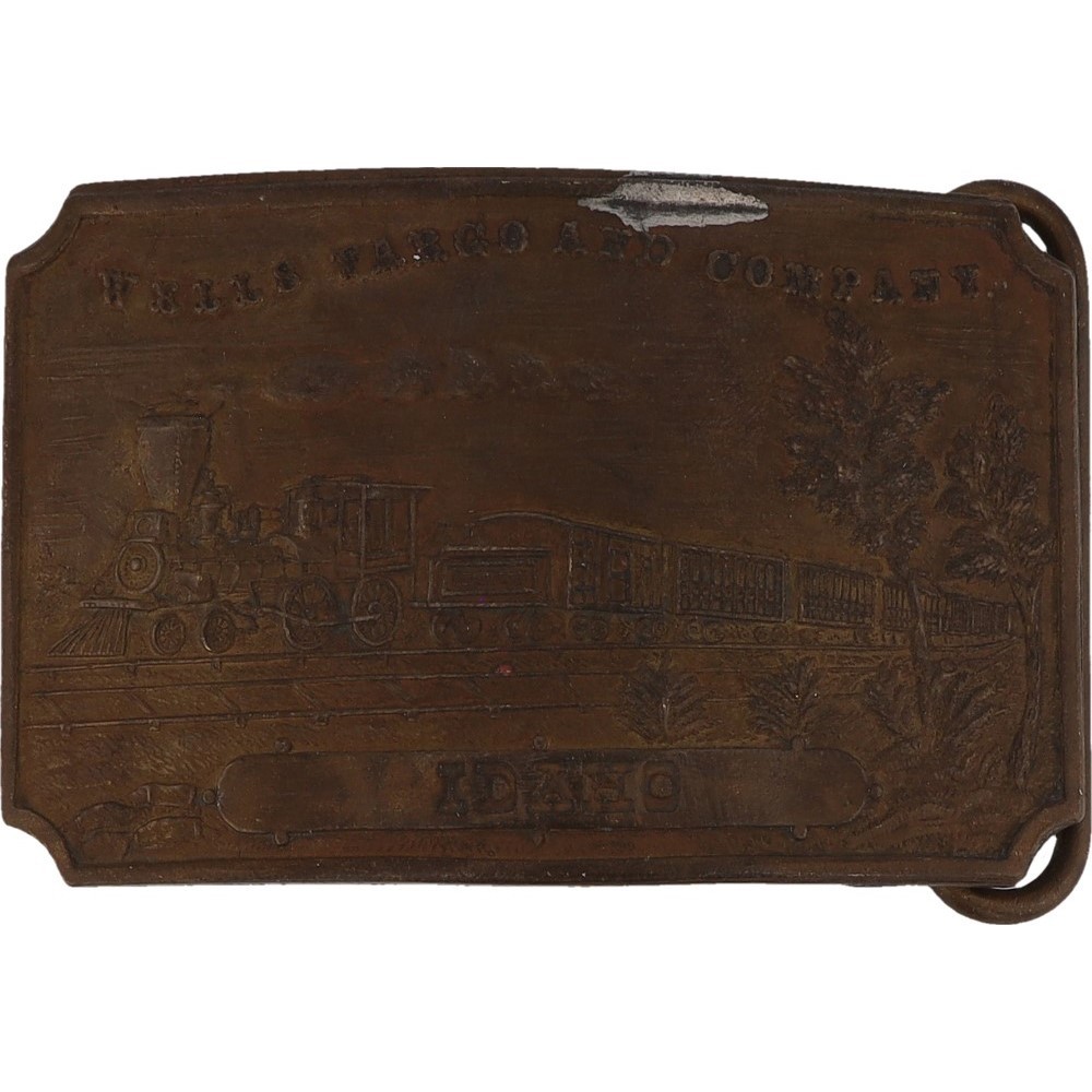 Brass Wells Fargo Idaho Railroad Shipping Mail Gold Rush 70s Vtg Belt Buckle