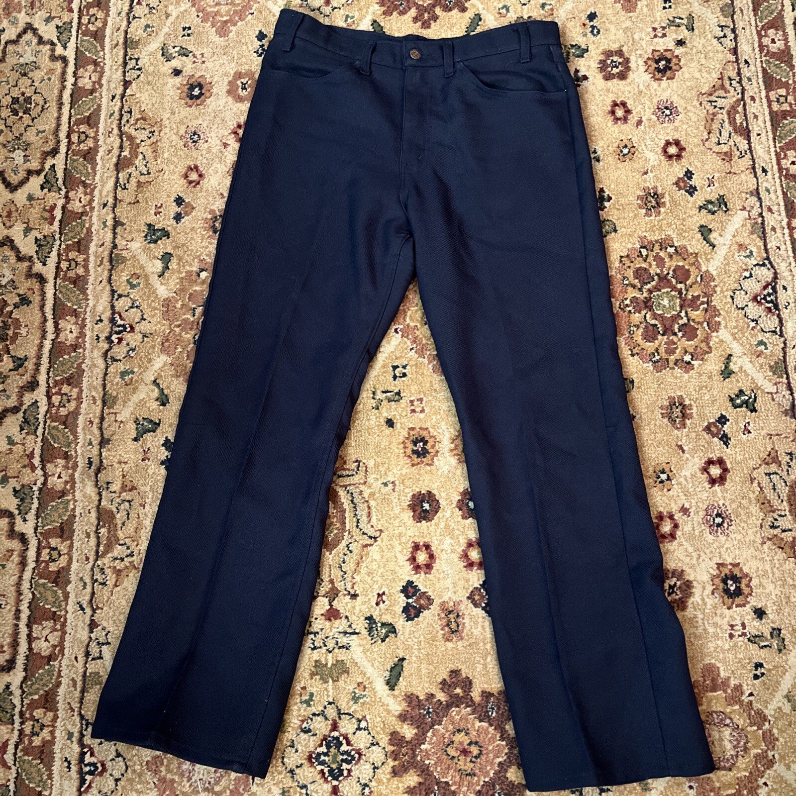Vintage 517 Levi’s Black Tab Dracon (No-Iron) Polyester Pants Navy 34X 29 Mod