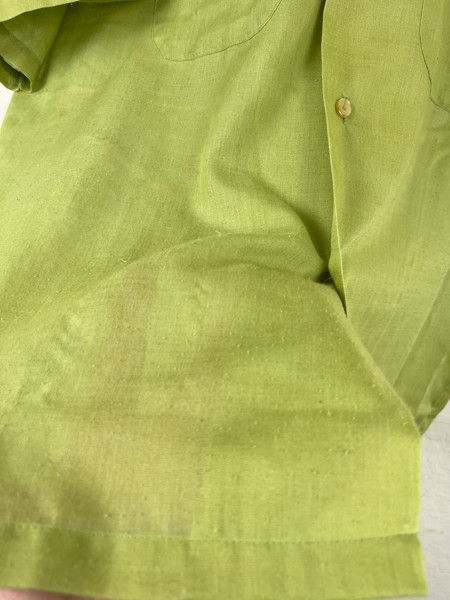 Vintage 1950s Button Shirt Mens Lime Green Rockabilly Pockets Lightweight Reads
