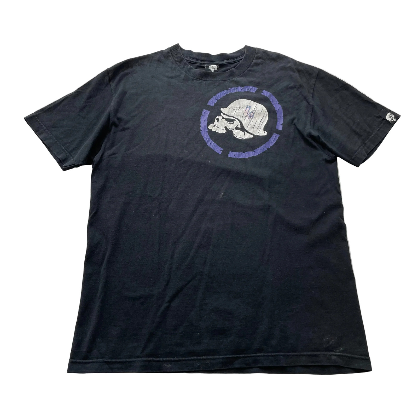 Metal Mulisha T-Shirt Men’s Black Graphic Skull Helmet Graphic Casual Tee Size M