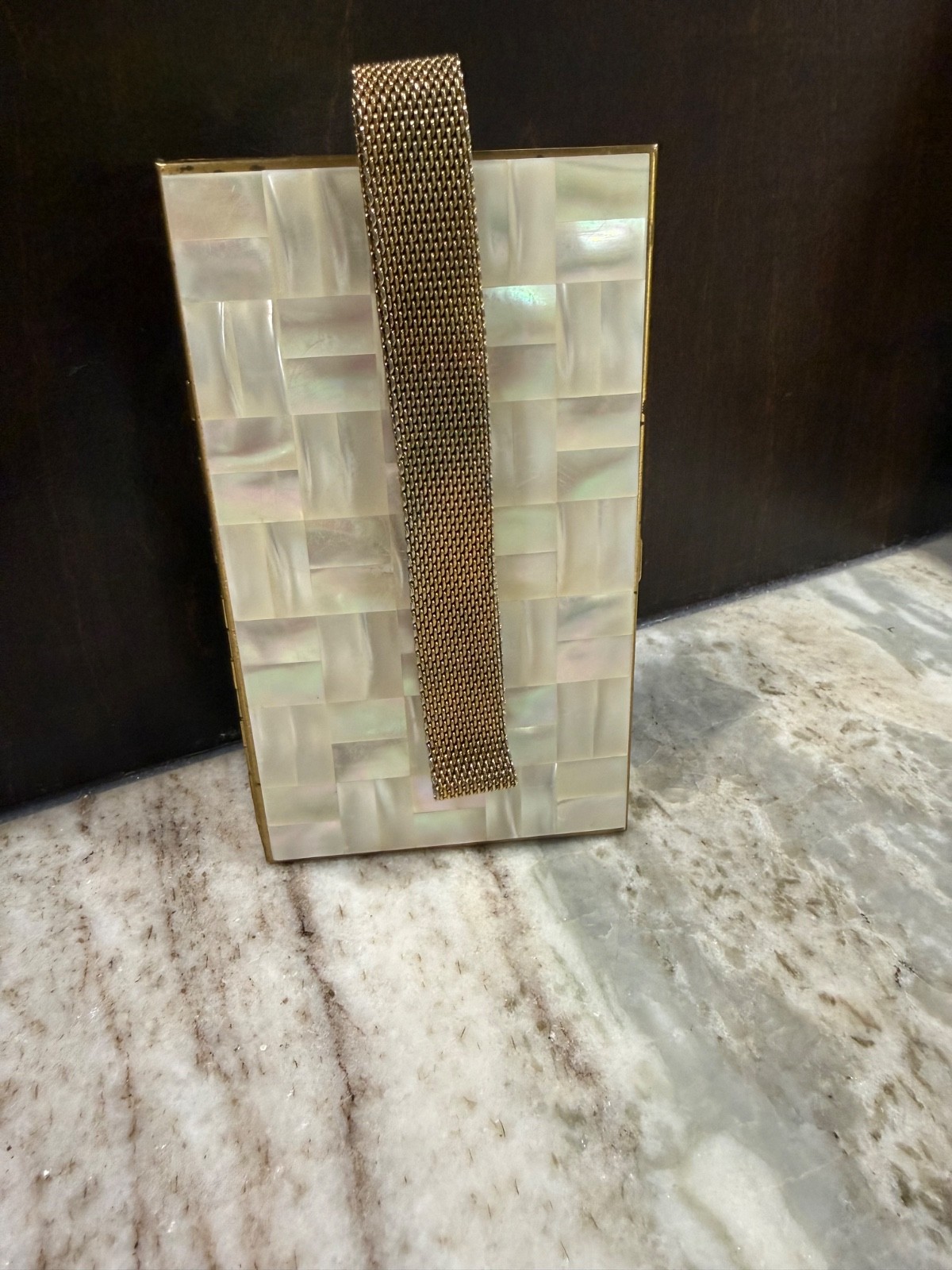 Vintage Evans Mother of Pearl Evening Clutch Compact Wristlet Handbag 1950s Box
