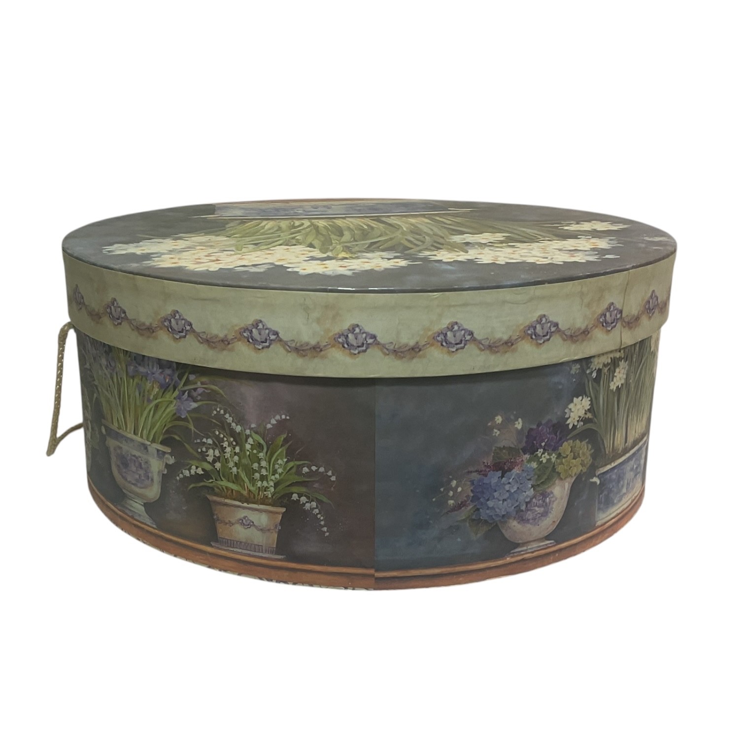 Kathryn White Art In Motion Round Hat Box Tricoastal Designs Floral Storage Bo