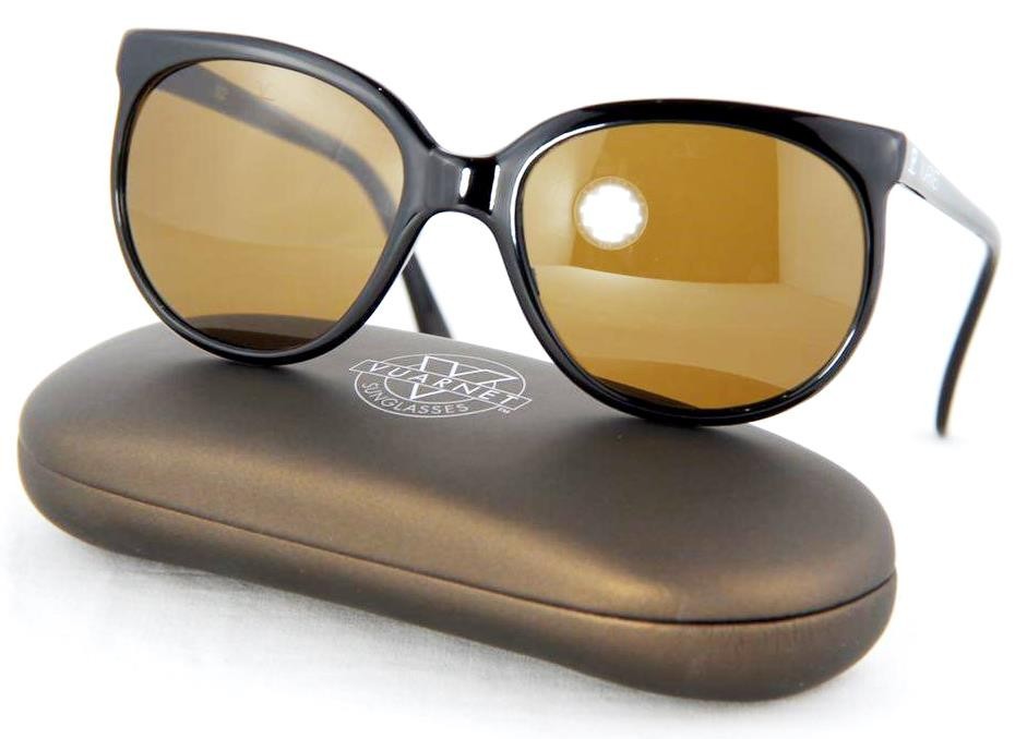 259$ New Vintage Vuarnet 002 Black Sunglasses PX2000 Glass Mineral Brown lens