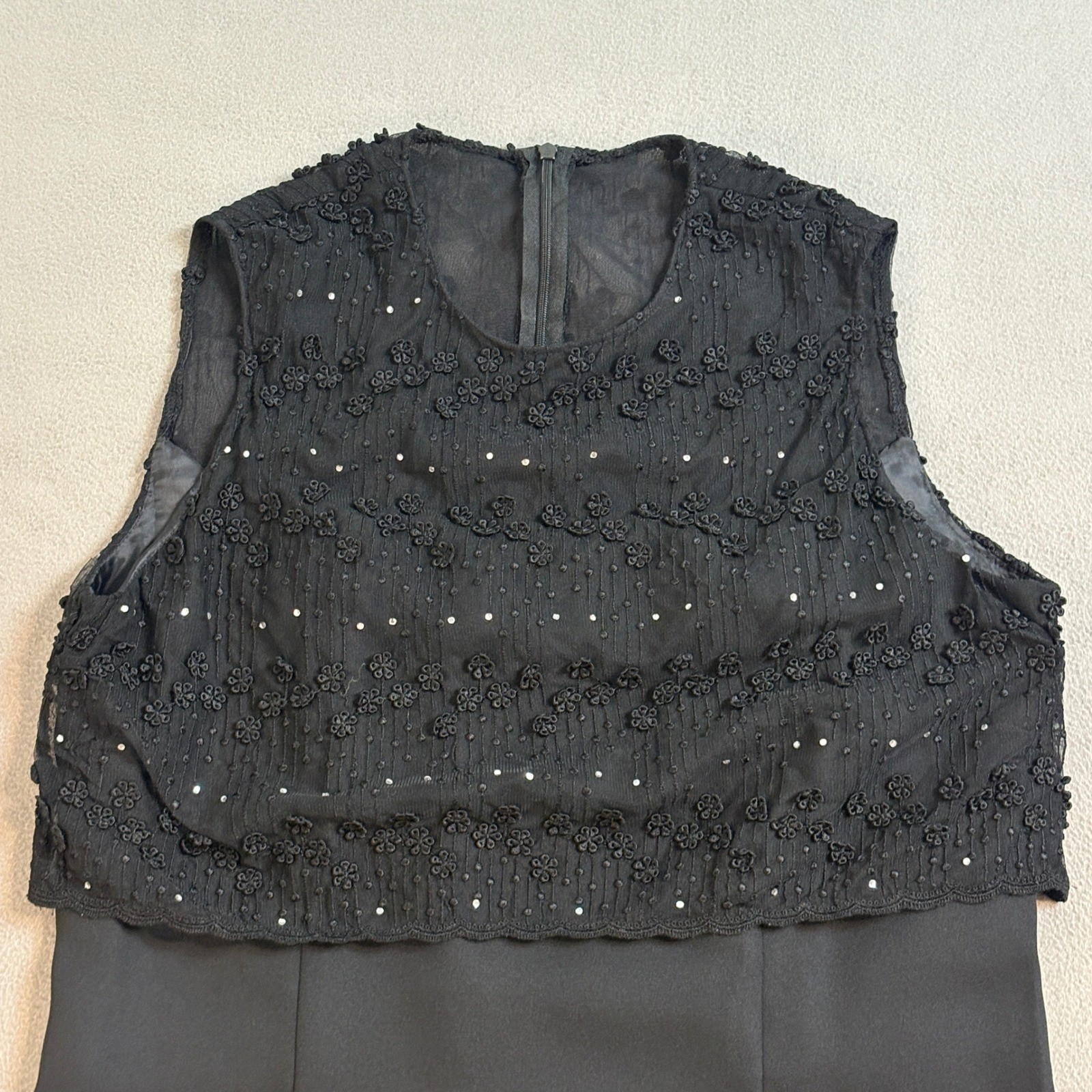 J.R. Nites by Caliendo Vintage Black Sequin Cocktail Dress Sleeveless Sz 14