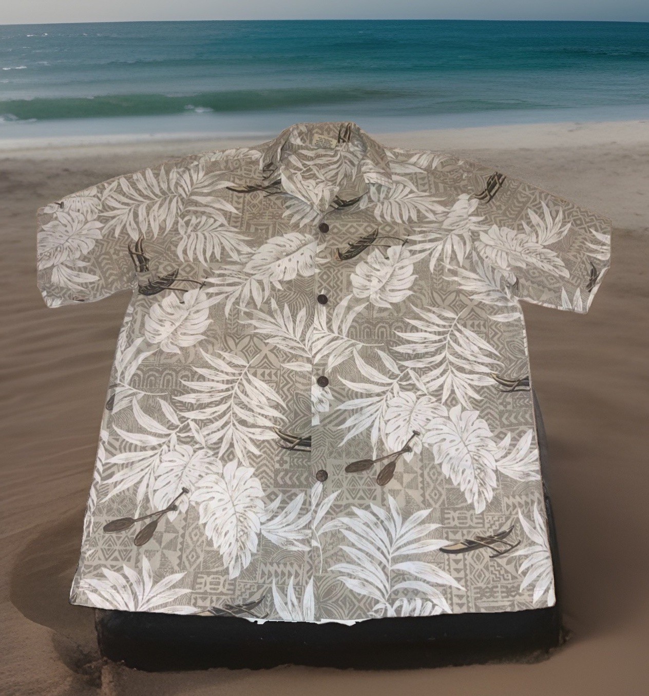Royal Creations Outrigger Canoe Rowing Hawaiian Aloha Pocket Shirt Medium New