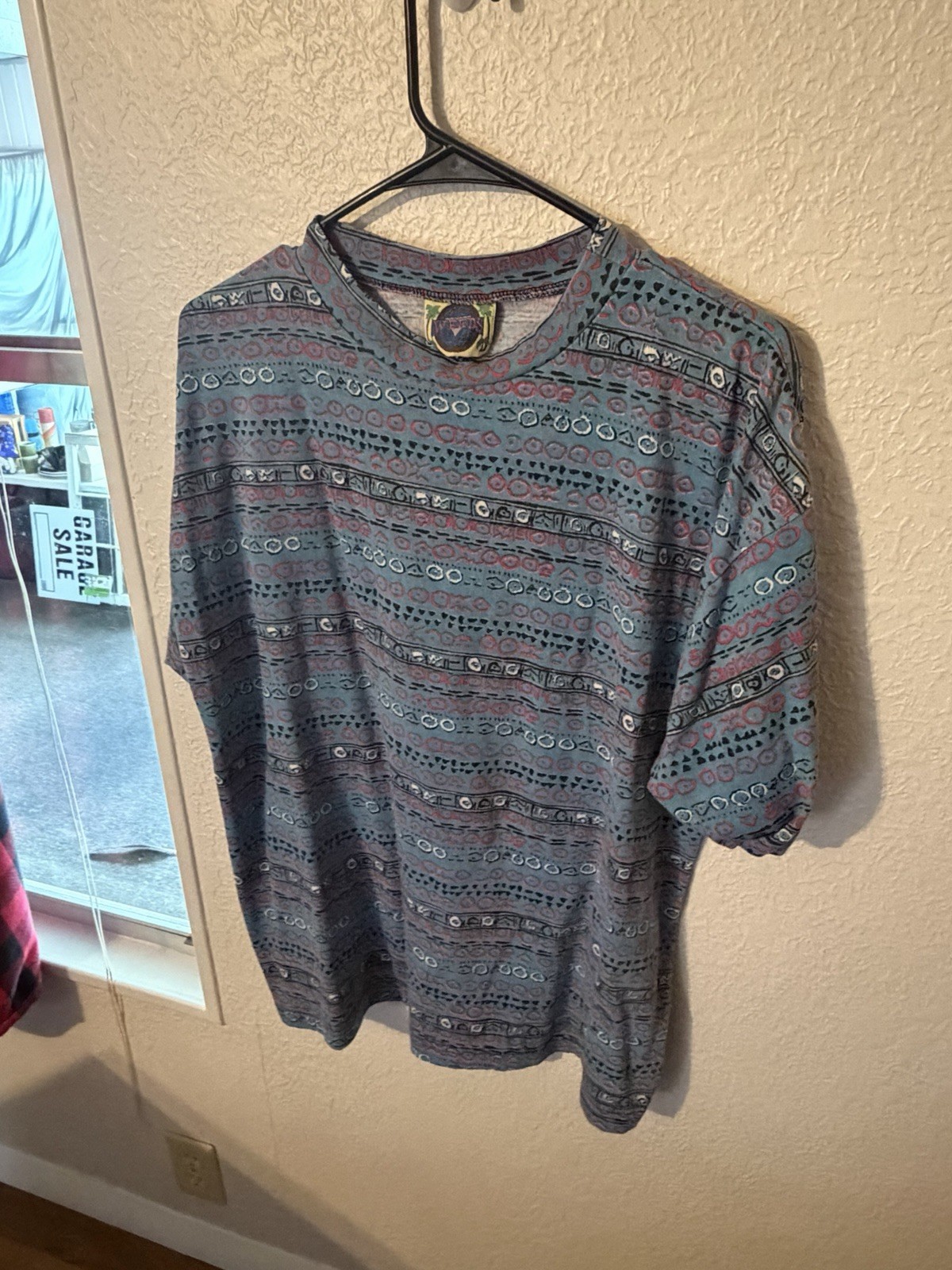 Vintage Weeds Geometric AOP L 90s Beach Summer Rare Unique Colorful Vibes Hawaii