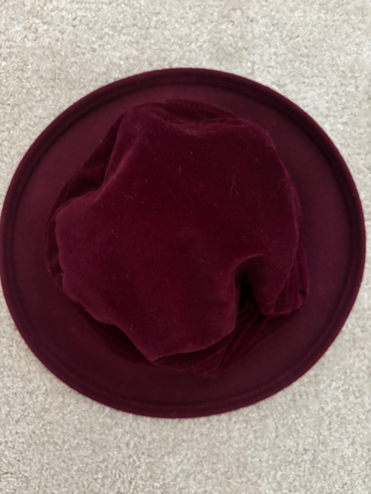 Vintage Importina Women’s Wool & Velvet Blend Cloche Bucket Burgundy Hat USA