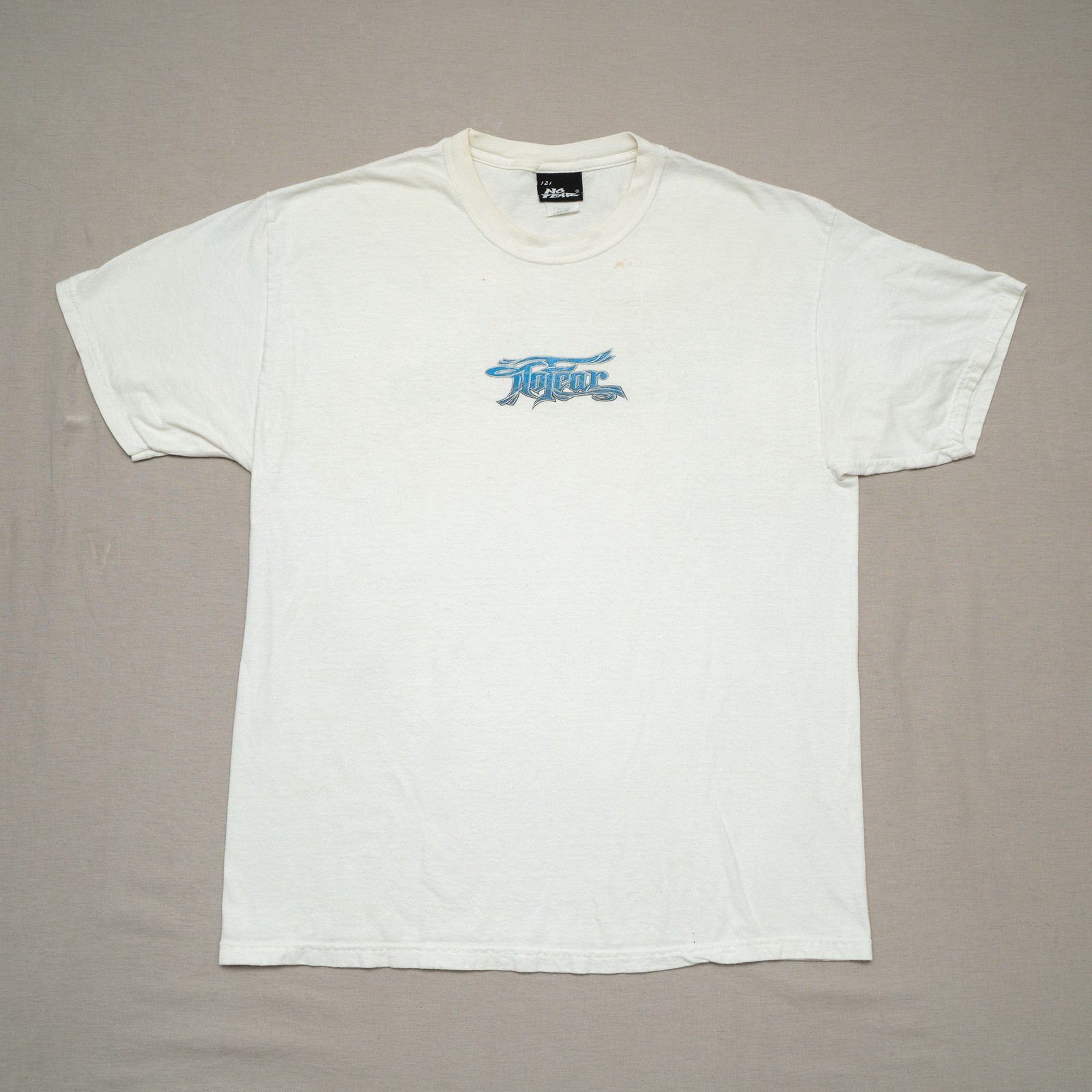 Vintage No Fear T Shirt Front Back Big Print Spell Out Y2k Demon Tribal Sigil L