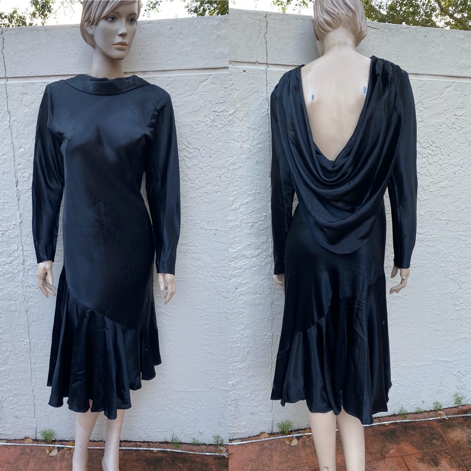 VINTAGE JACKIE BERNARD FOR EKLEKTIC BLACK SEXY OPEN BACK DRESS SZ 8