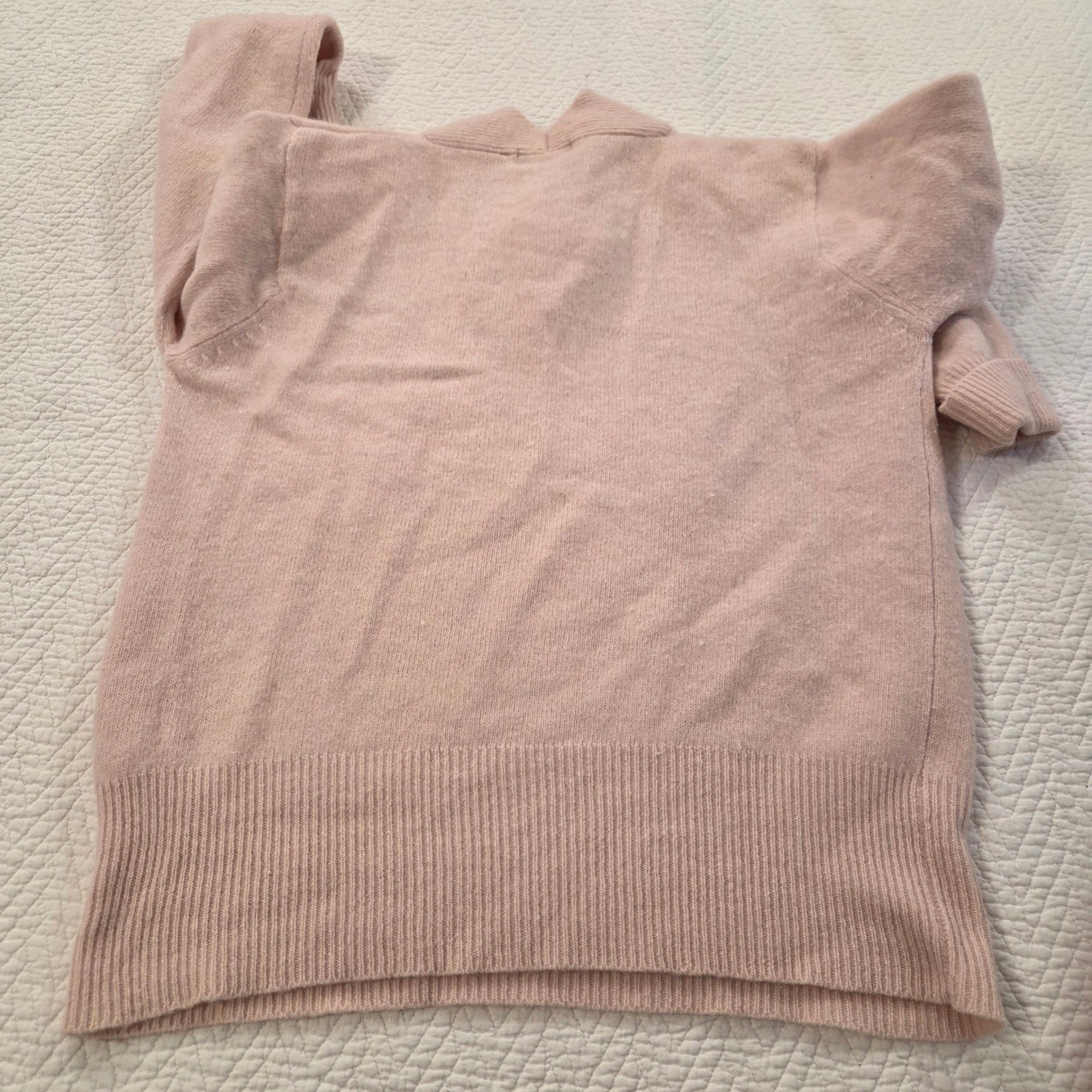 Liz Baker Vintage Pink Lambswool Angora Pearl V-Neck Sweater 1X Plus Size