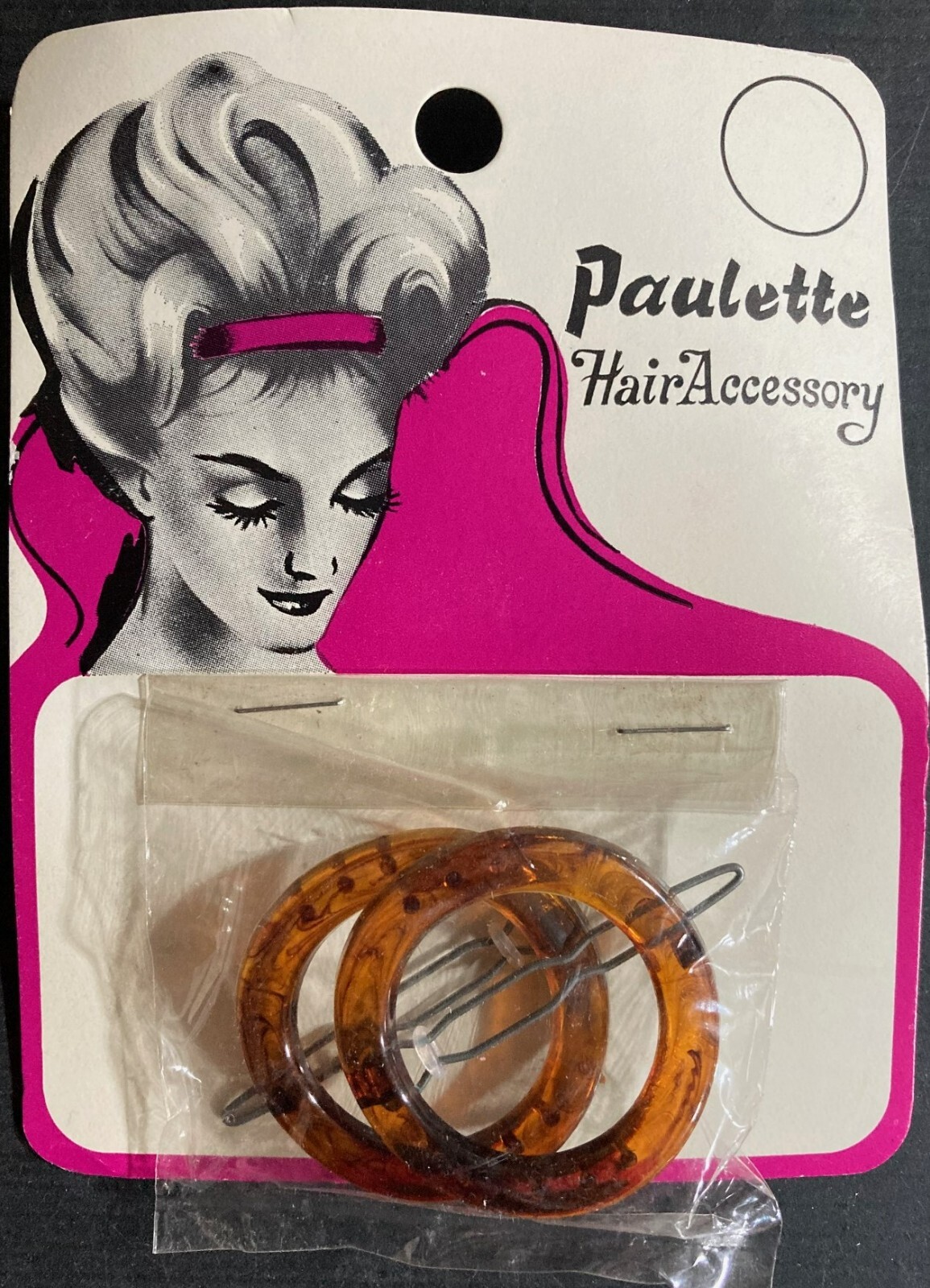 Vintage Carded Paulette Hair Accessory for 60s updo!! “NOS” Brown