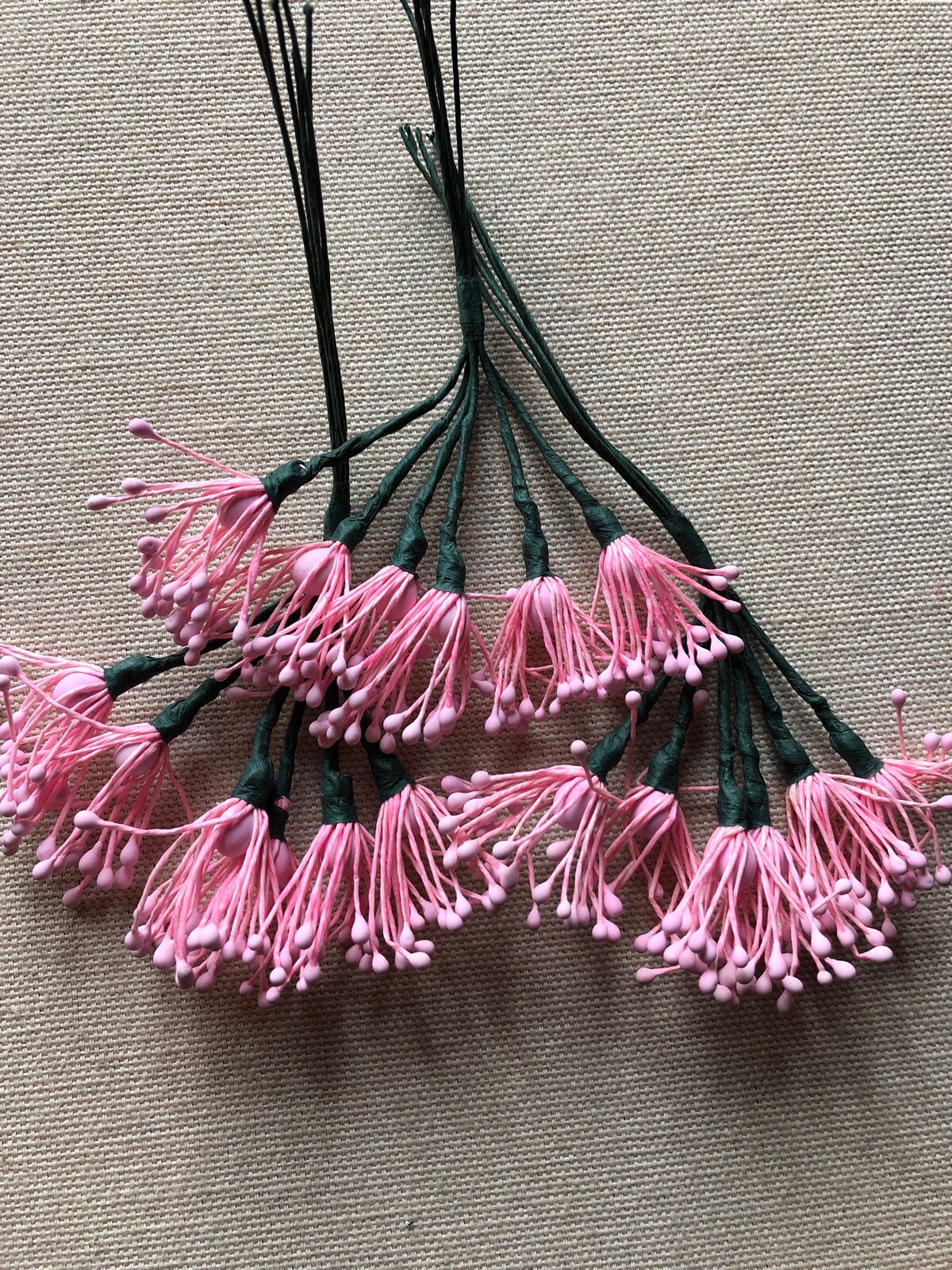 Vintage Millinery Flower Stamen All Pink Matte 3 bunch Lot Unused Stock HzD