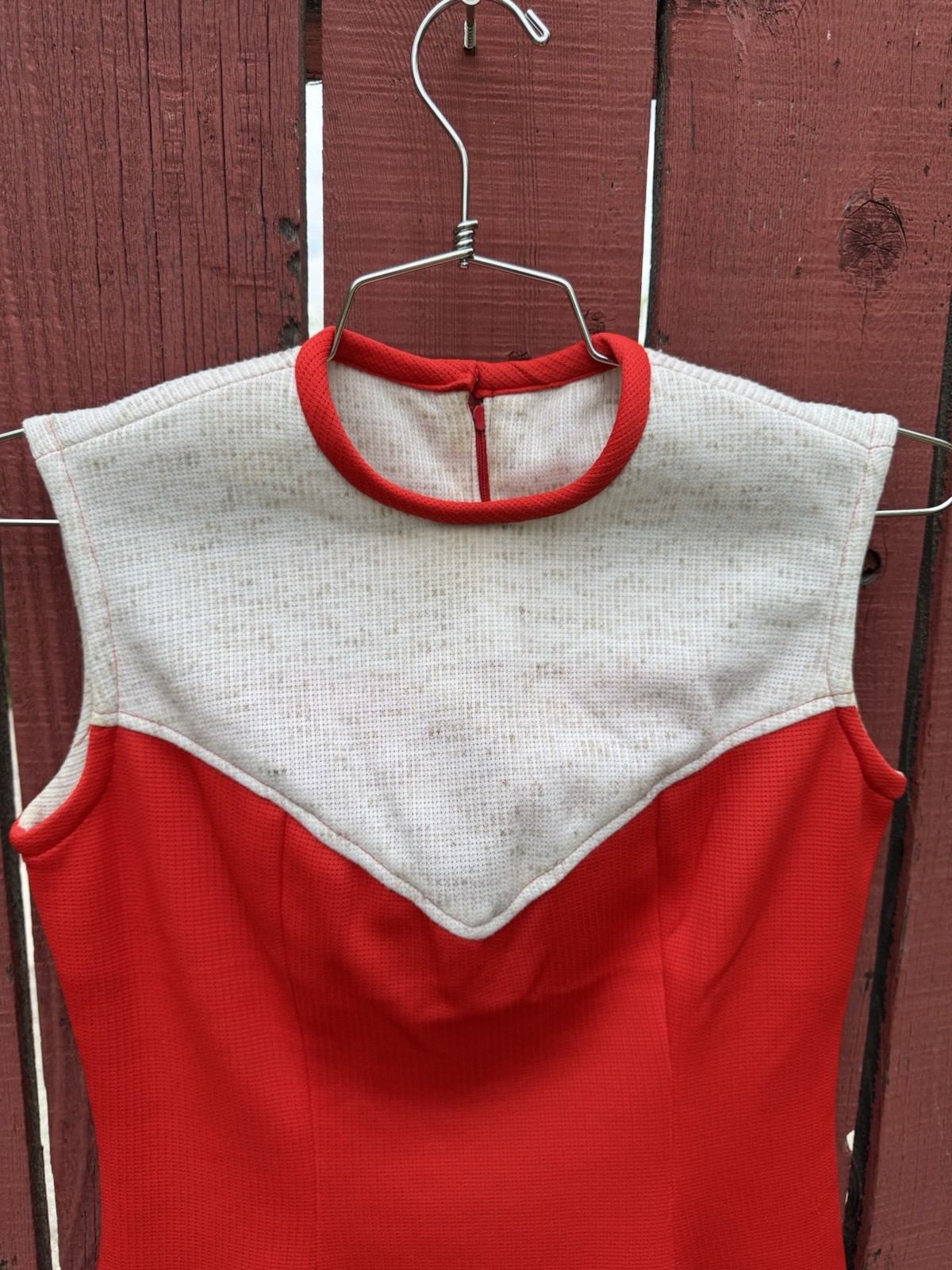 Vintage 60s 70s Montgomery Ward Red Dress Sleeveless Mod Retro Mad Men Hippie