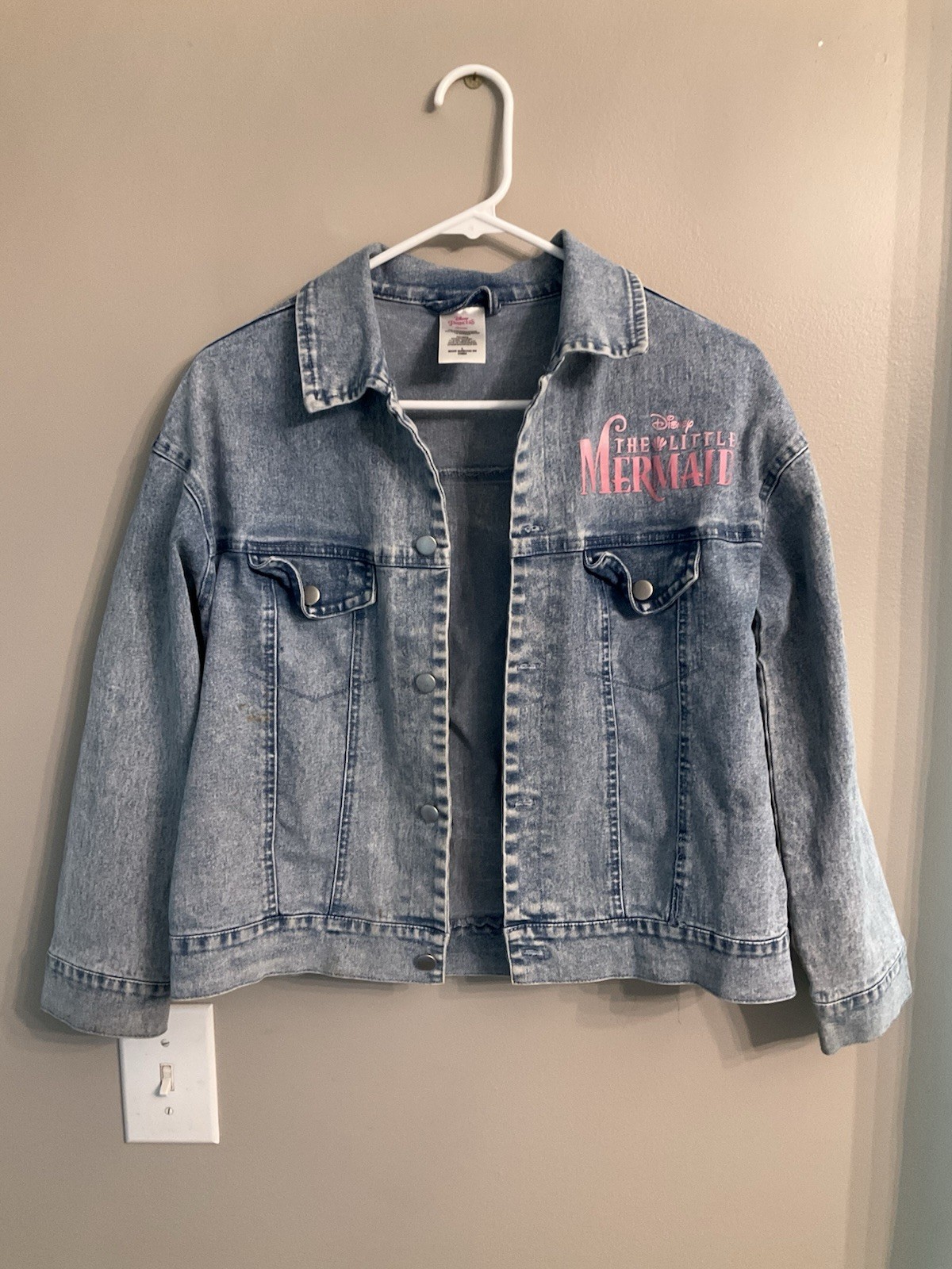 Disney Denim Jacket Kids Large – Little Mermaid Ariel Acid Wash – Back to school