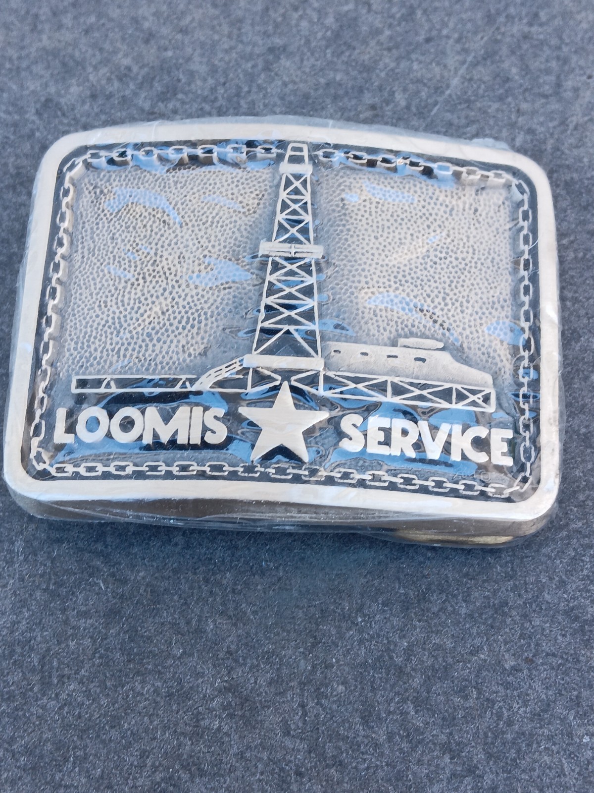 Loomis Service Oilfield Oil Rig Pasadena Texas Nos Belt Buckle Sealed Brass