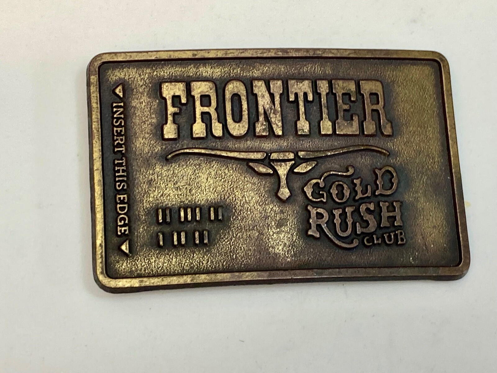 Vintage Old Vegas Frontier Gold Rush Hotel And Casino Advertising Belt Buckle