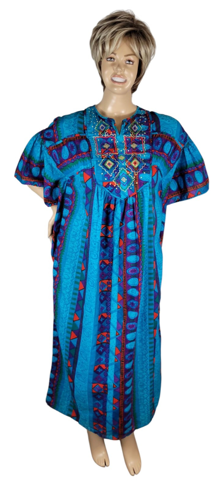 Vintage Kathleen Usherwood For Periphery Muumuu Caftan House Dress Cotton S