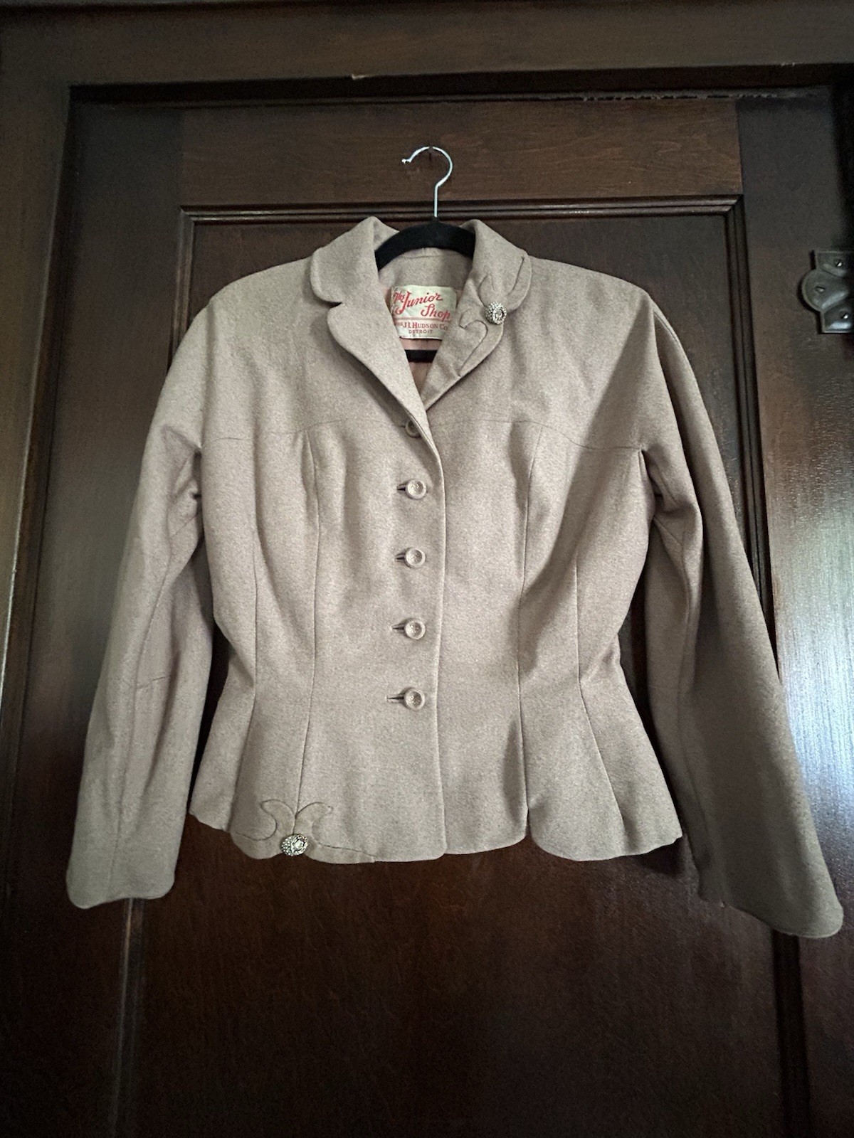 Juniors 1940s JL Hudson Beige Wool Fitted New Look Style Jacket